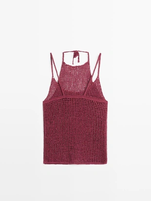 Топ с вязаным узором- Заказать в России