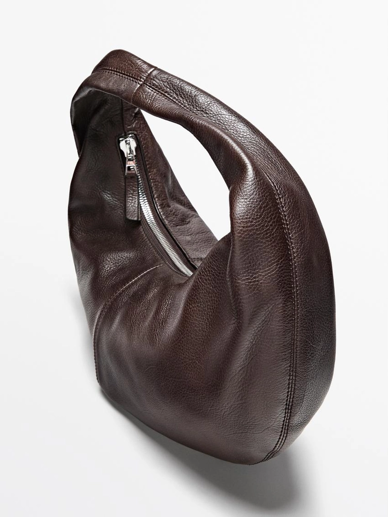 Сумка полумесяц из кожи нубука среднего размера