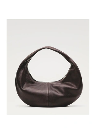 Купить Massimo Dutti Сумка полумесяц из кожи нубука среднего размера