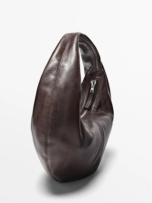 Сумка полумесяц из кожи нубука среднего размера- Заказать в России