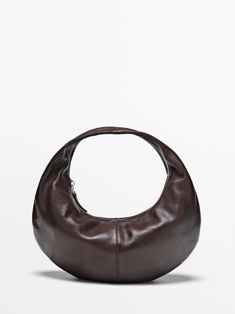 Сумка полумесяц из кожи нубука среднего размера