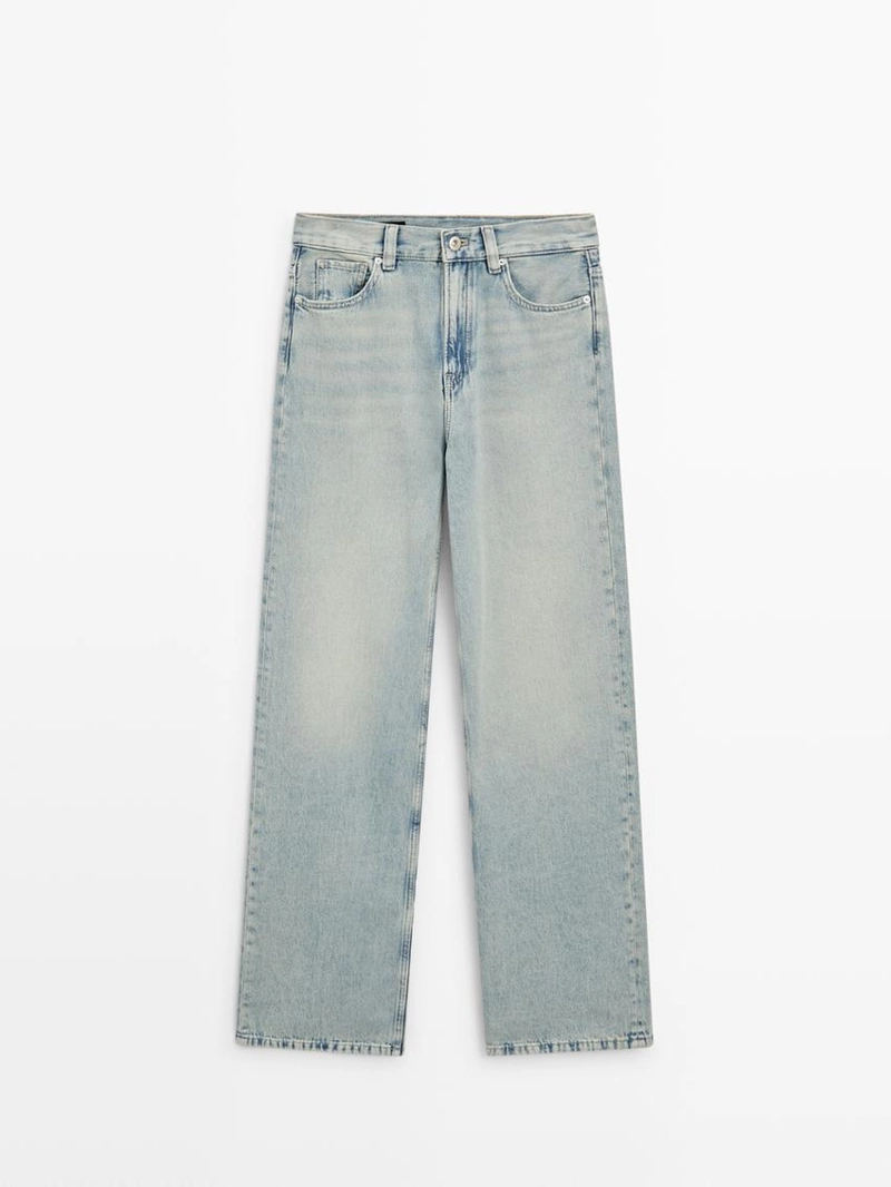 Джинсы прямого кроя с высокой посадкой