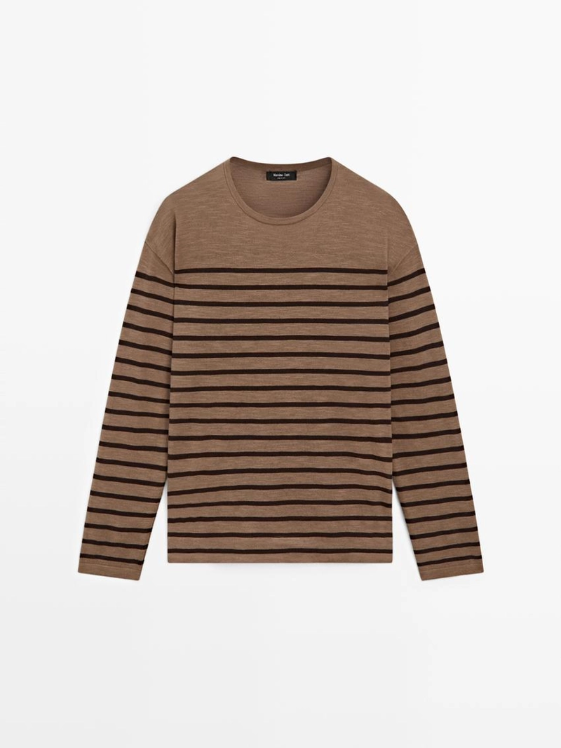 Футболка с длинным рукавом из хлопкового микса в полоску