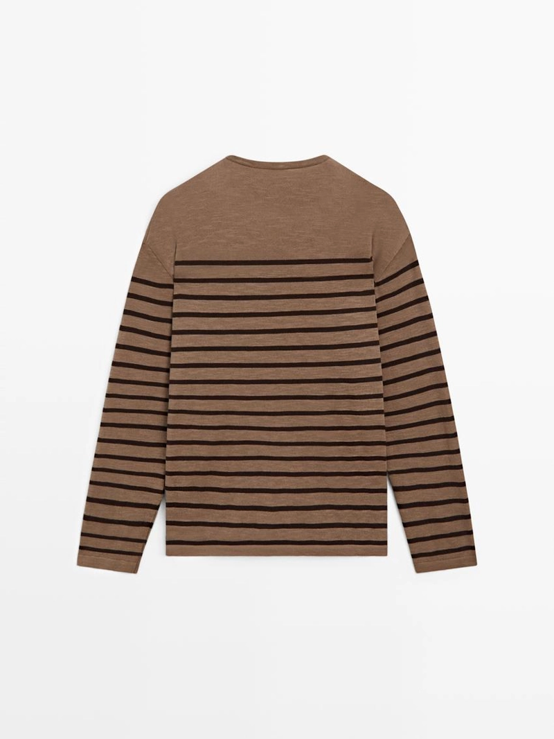 Футболка с длинным рукавом из хлопкового микса в полоску
