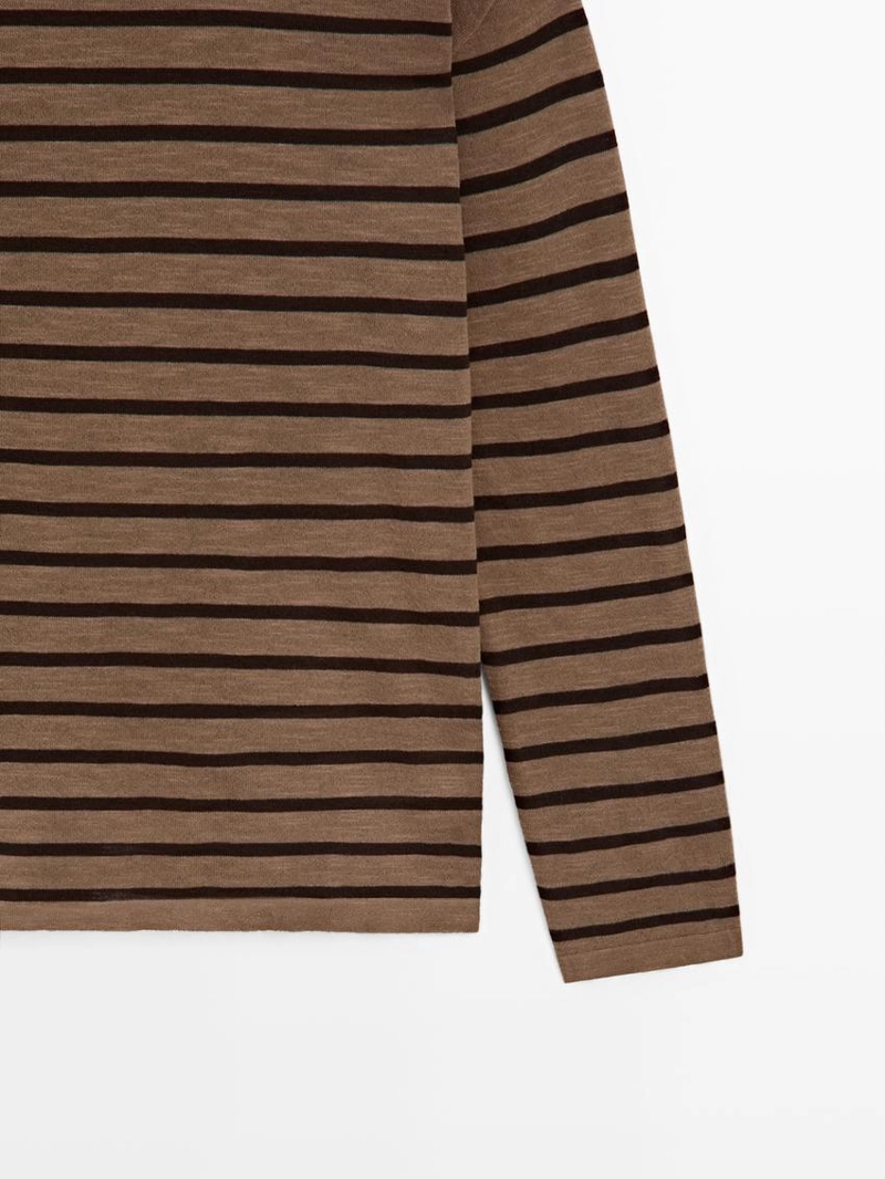 Футболка с длинным рукавом из хлопкового микса в полоску