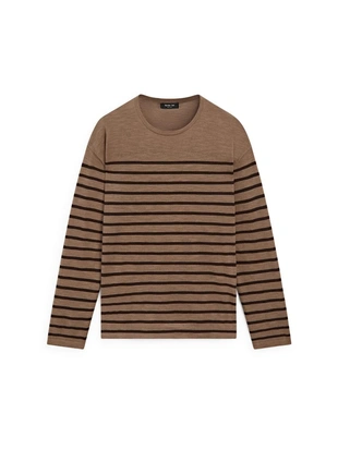 Футболка с длинным рукавом из хлопкового микса в полоску- Заказать в России