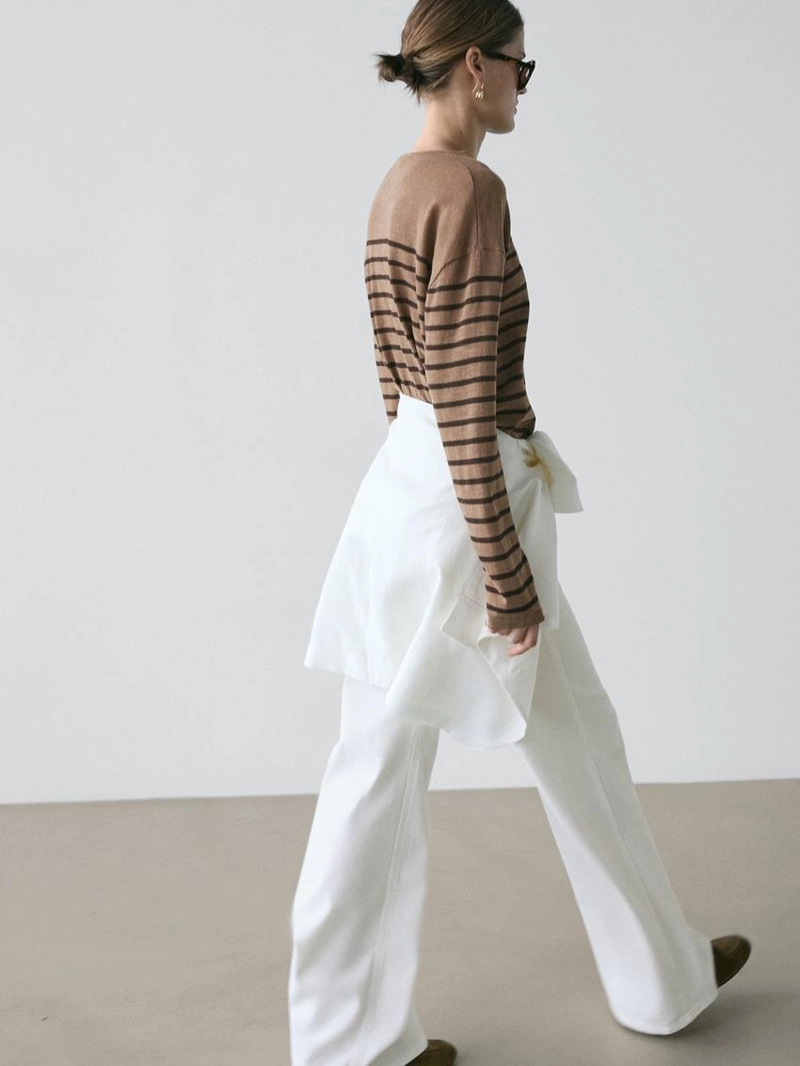 Футболка с длинным рукавом из хлопкового микса в полоску