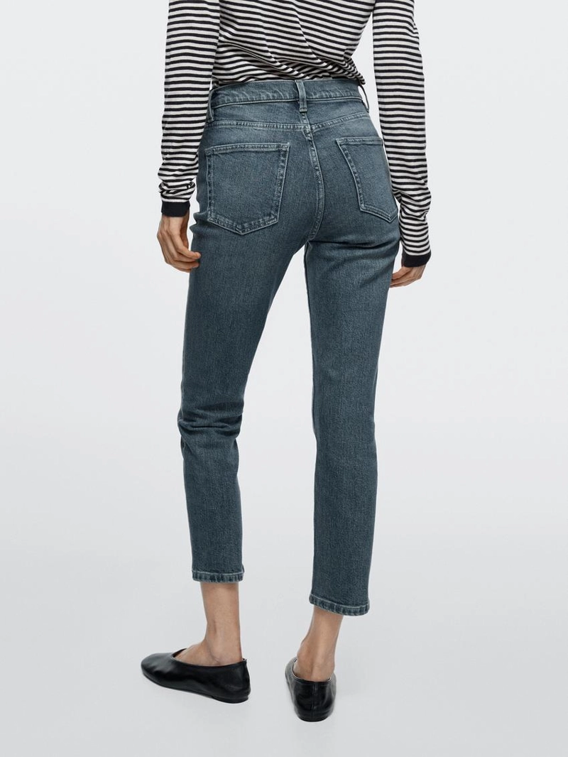 Джинсы с завышенной талией и узким покроем до середины ноги