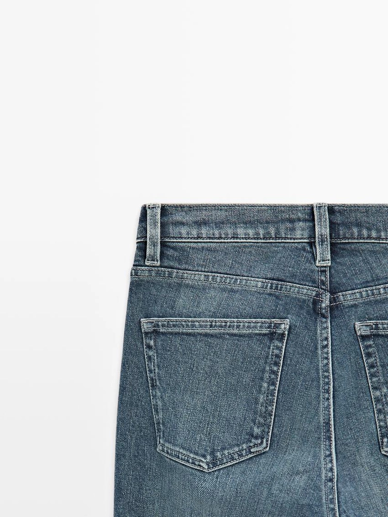 Джинсы с завышенной талией и узким покроем до середины ноги