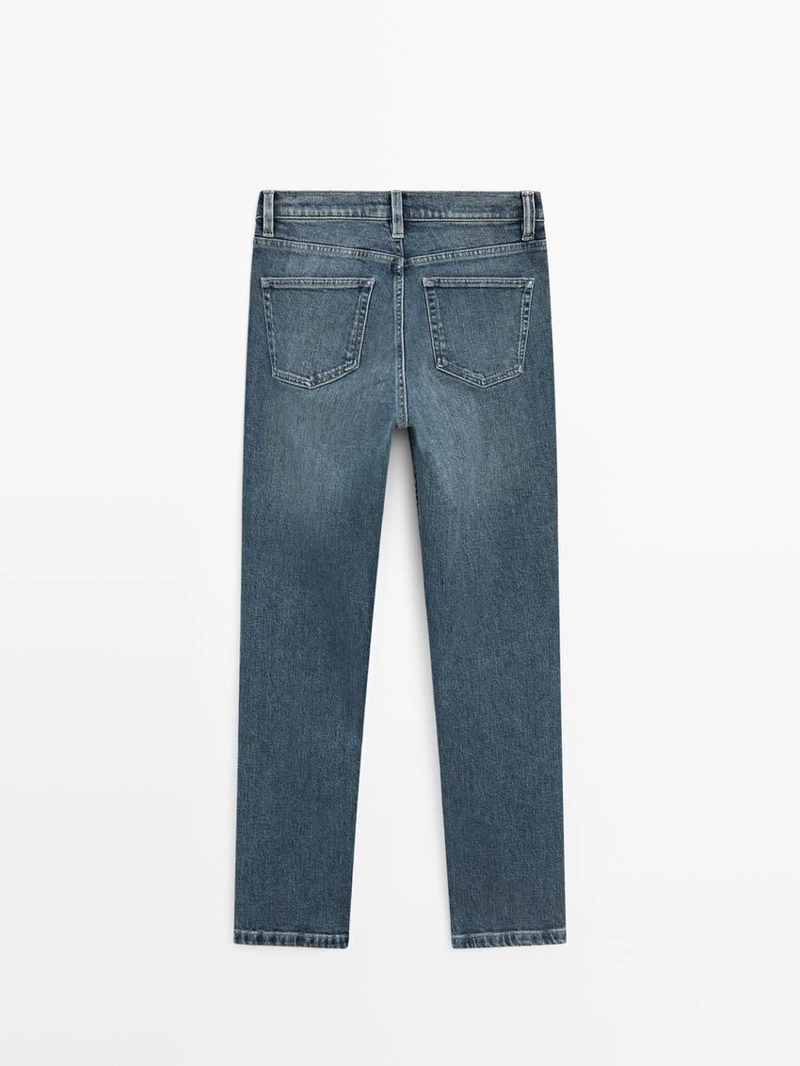 Джинсы с завышенной талией и узким покроем до середины ноги