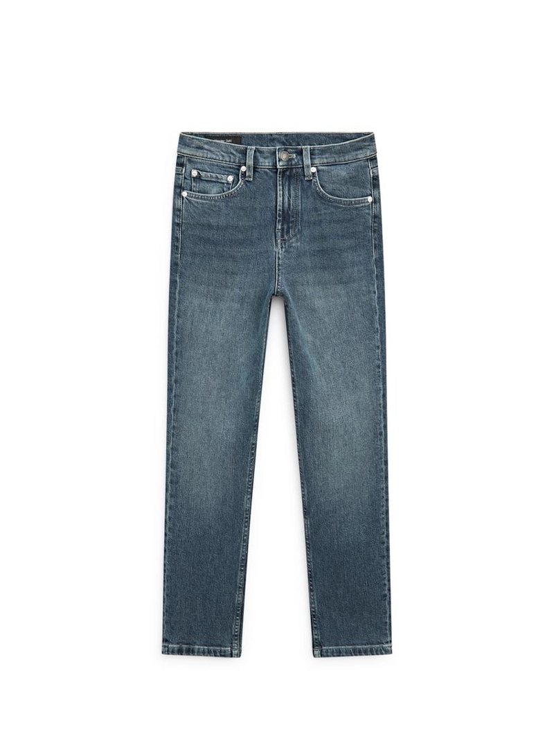 Джинсы с завышенной талией и узким покроем до середины ноги