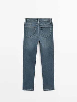 Джинсы с завышенной талией и узким покроем до середины ноги- Заказать в России