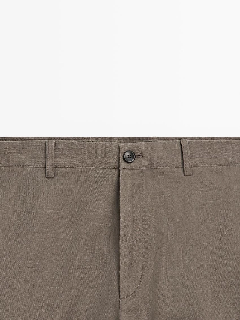 Брюки свободного кроя с льном