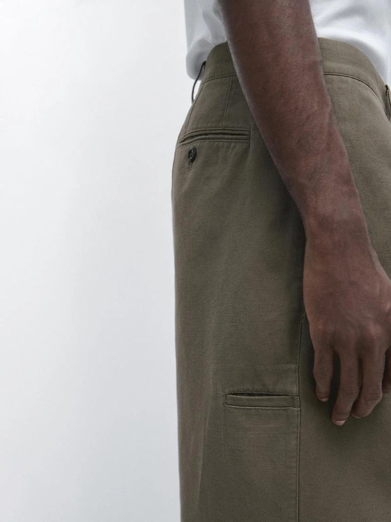 Брюки свободного кроя с льном