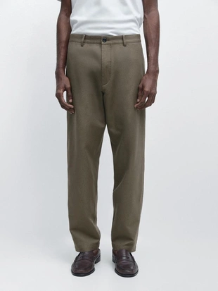 MOLE BROWN | 0136/011/830 - Massimo Dutti Брюки свободного кроя с льном