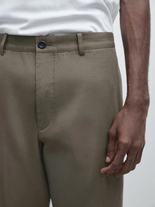 Брюки свободного кроя с льном- Заказать в России