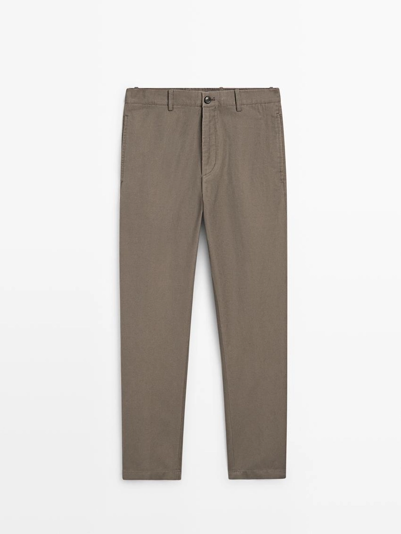 Брюки свободного кроя с льном