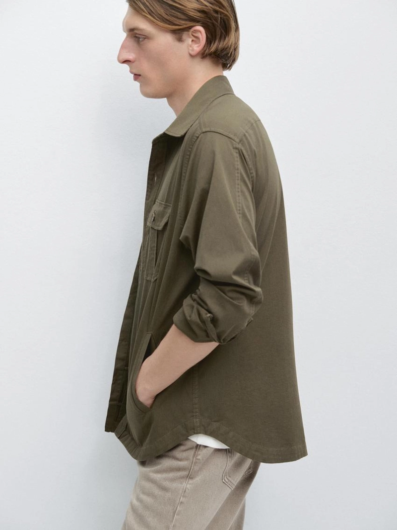 Рубашка-овершерт из хлопковой смеси с карманом