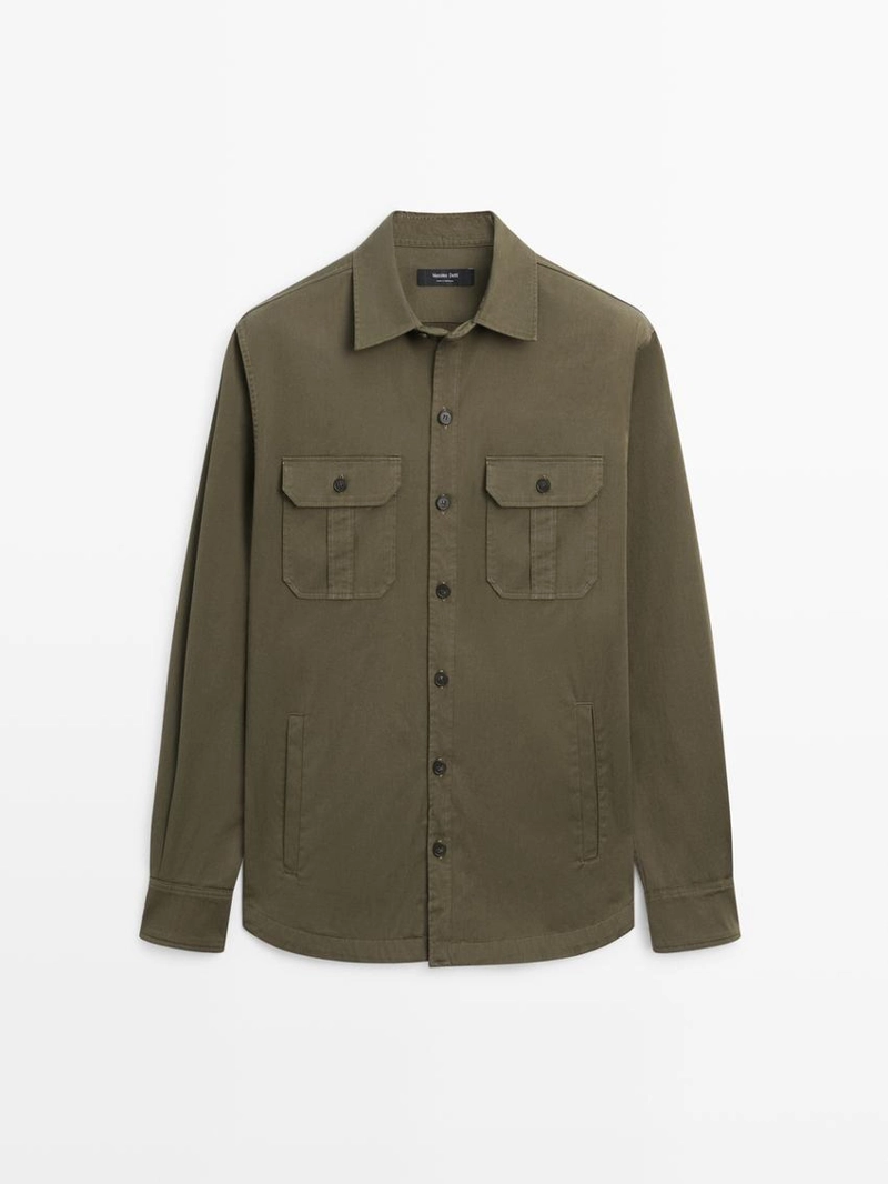 Рубашка-овершерт из хлопковой смеси с карманом