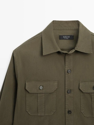 Рубашка-овершерт из хлопковой смеси с карманом- Заказать в России