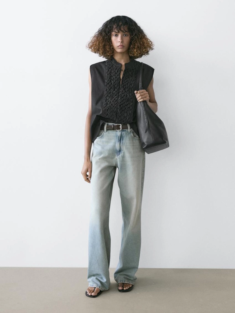 Хлопковый жилет с деталями на груди