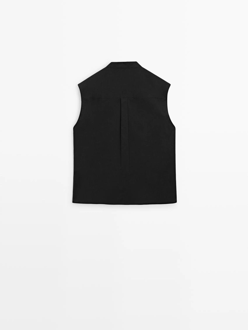 Хлопковый жилет с деталями на груди