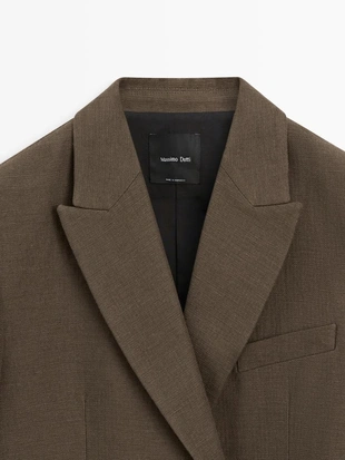 Пиджак из смесовой хлопковой ткани с завязкой- Заказать в России