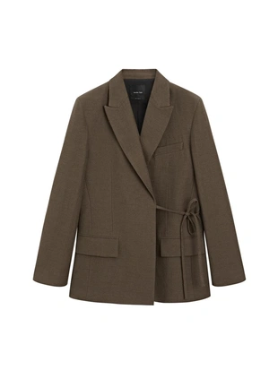 Пиджак из смесовой хлопковой ткани с завязкой- Заказать в России