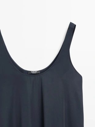 Платье с линией полоски и бретельками- Заказать в России