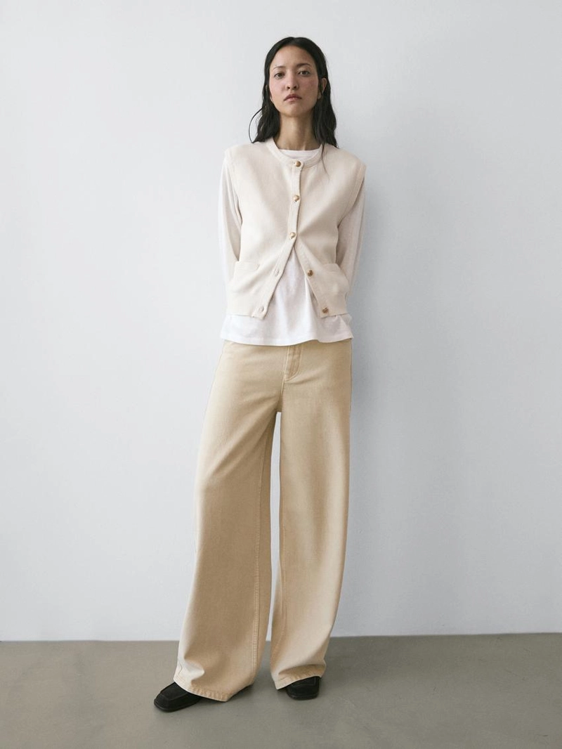 Жилет из хлопкового трикотажа с деталями карманов