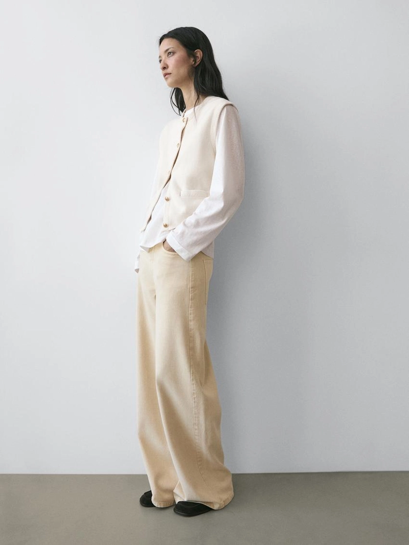 Жилет из хлопкового трикотажа с деталями карманов