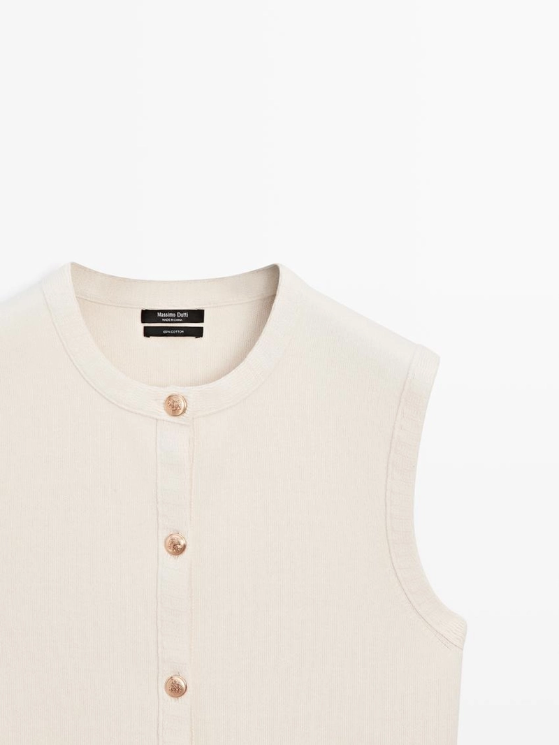 Жилет из хлопкового трикотажа с деталями карманов