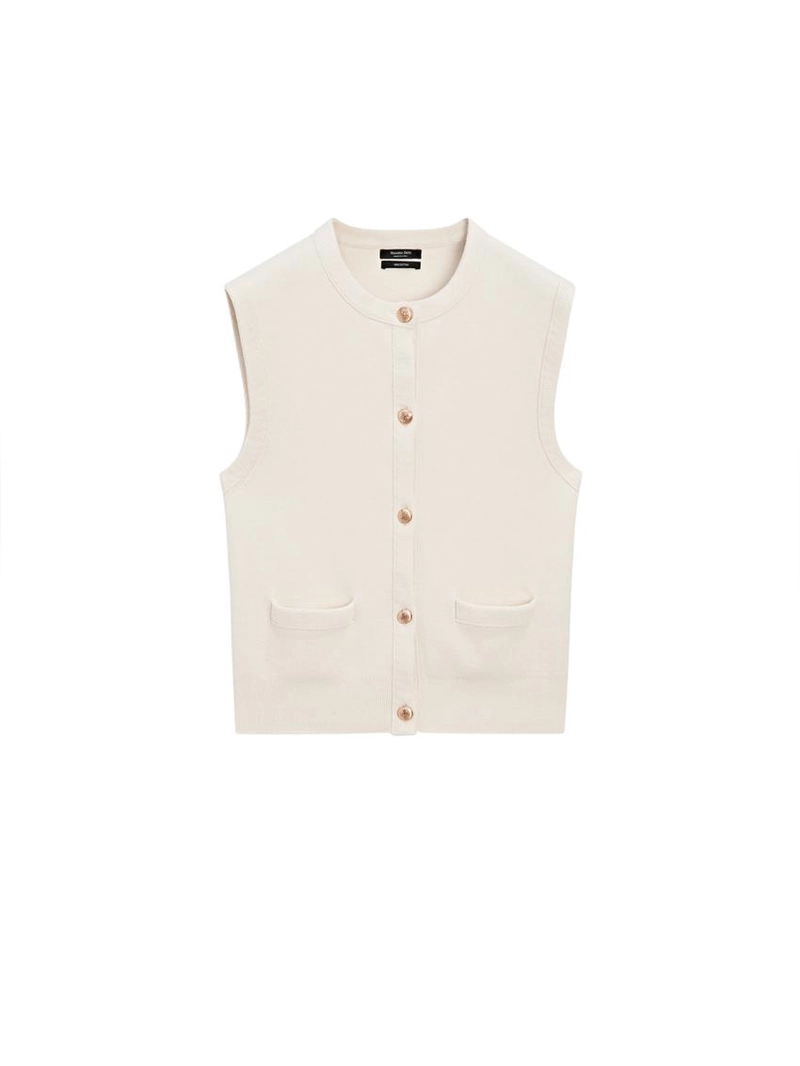 Жилет из хлопкового трикотажа с деталями карманов