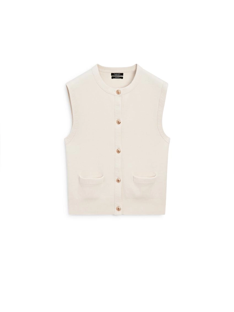Жилет из хлопкового трикотажа с деталями карманов