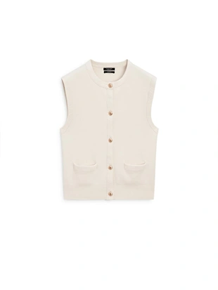 Жилет из хлопкового трикотажа с деталями карманов- Заказать в России