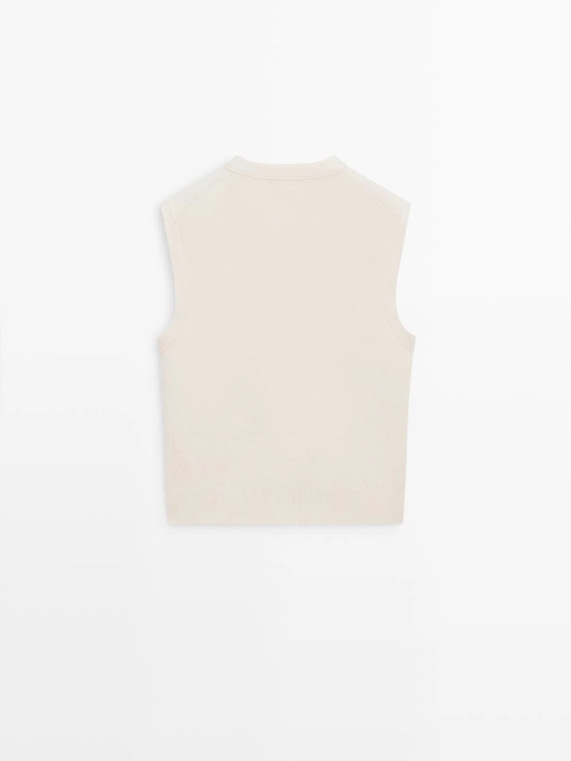 Жилет из хлопкового трикотажа с деталями карманов