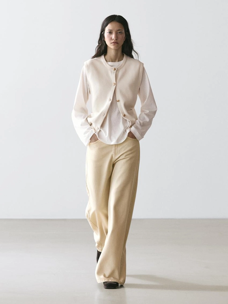 Жилет из хлопкового трикотажа с деталями карманов