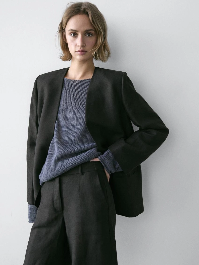 Льняной безворсовый блейзер