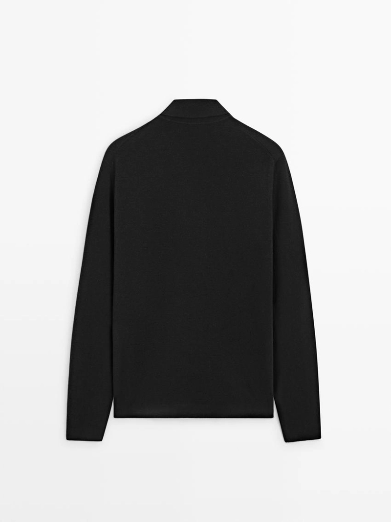 Кардиган из хлопка и шерсти с застежкой на молнии и карманами