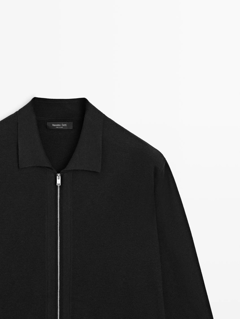 Кардиган из хлопка и шерсти с застежкой на молнии и карманами