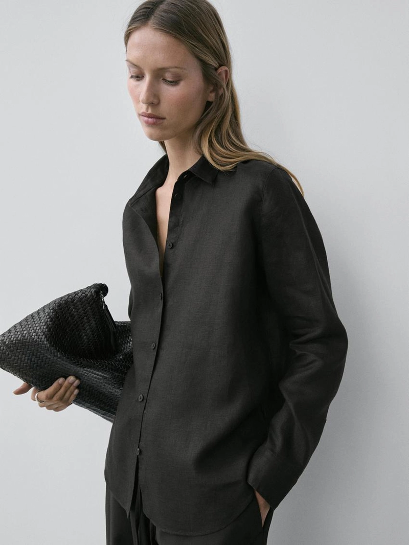 Рубашка из льна с плавным падением