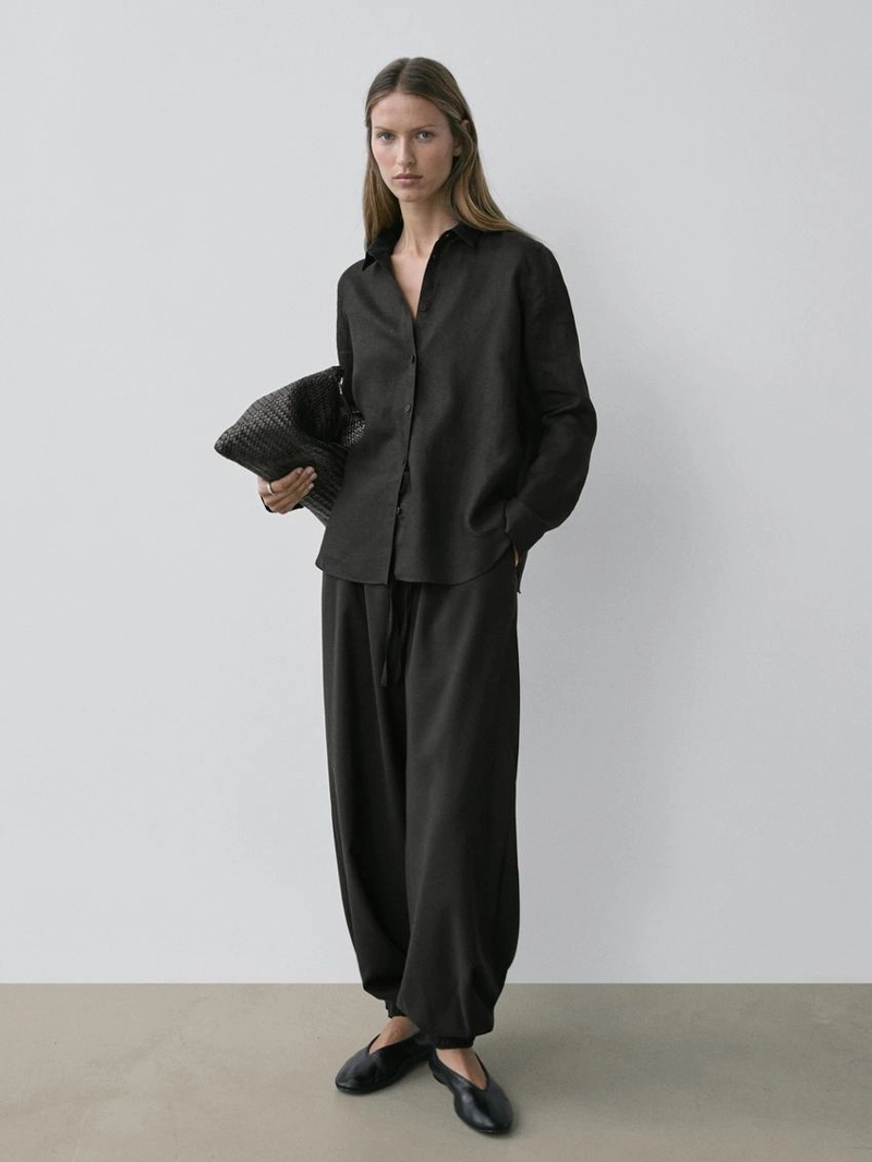 Рубашка из льна с плавным падением