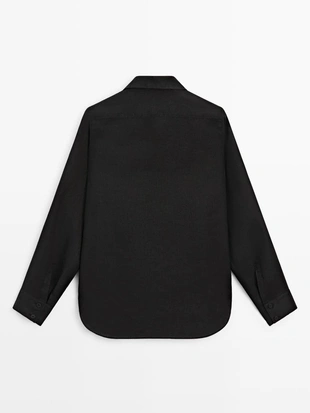 Рубашка из льна с плавным падением- Заказать в России