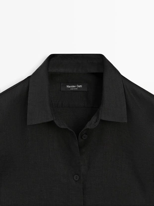 Рубашка из льна с плавным падением- Заказать в России