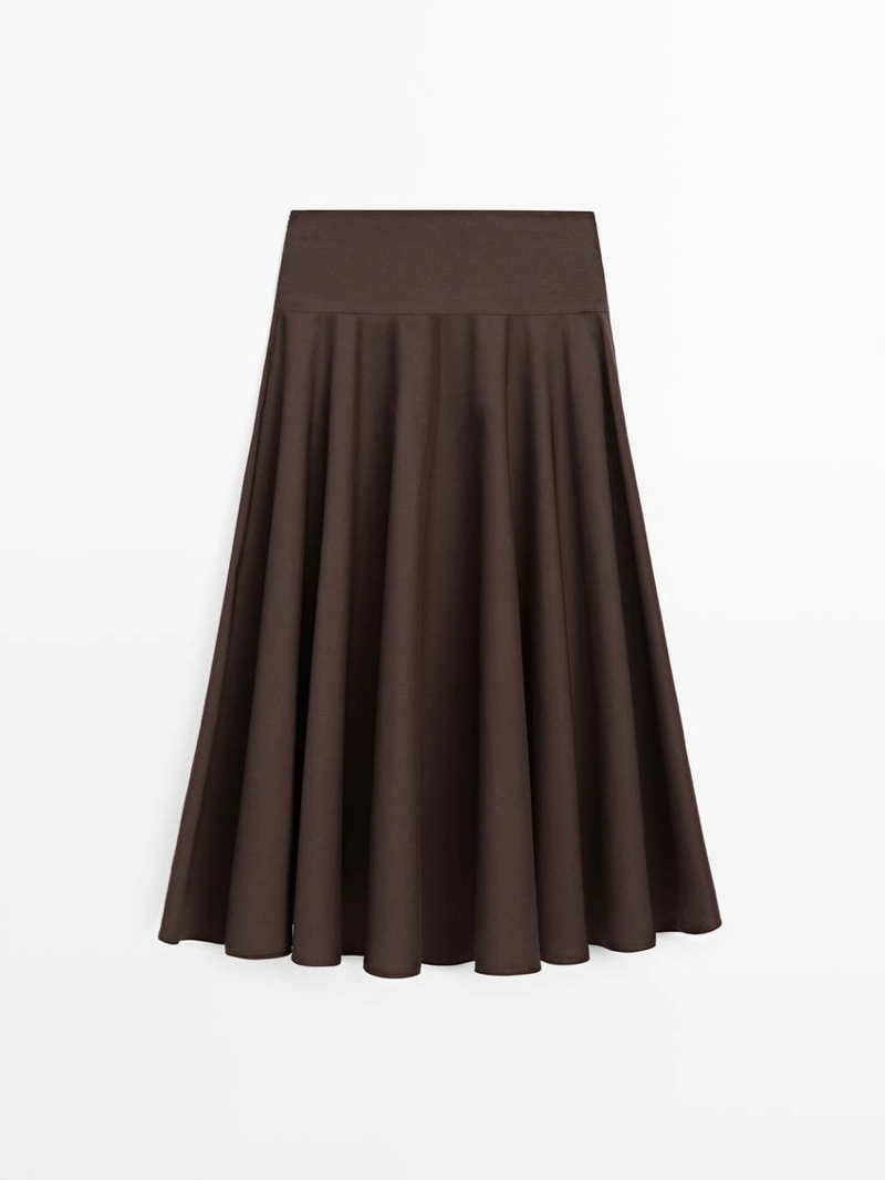 Юбка миди с поясом-корсетом и деталями швов