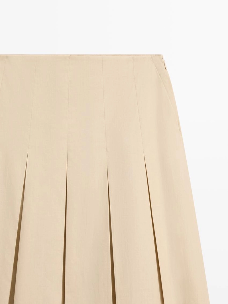 Хлопковая юбка-миди с отделкой в виде бокового складывания