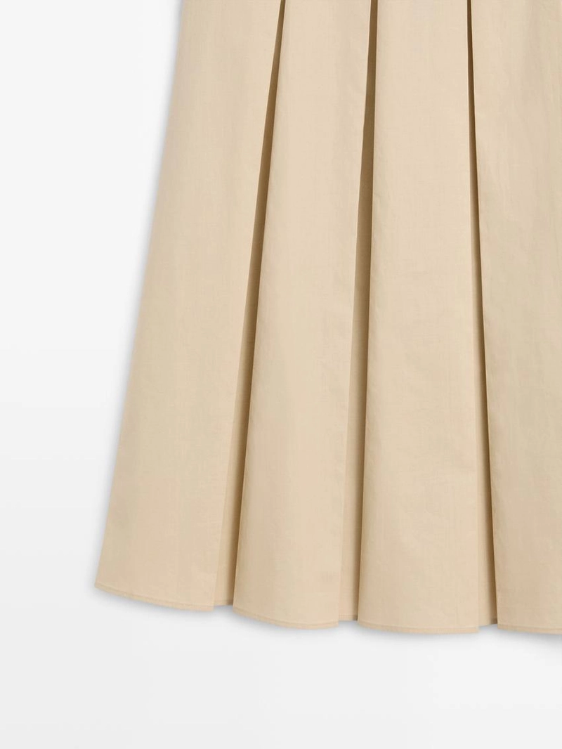Хлопковая юбка-миди с отделкой в виде бокового складывания