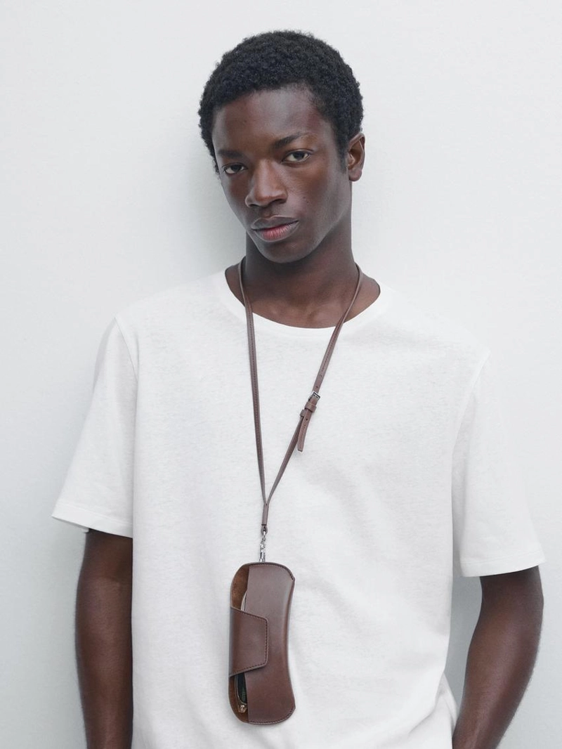 Футболка из льняной смеси на короткий рукав