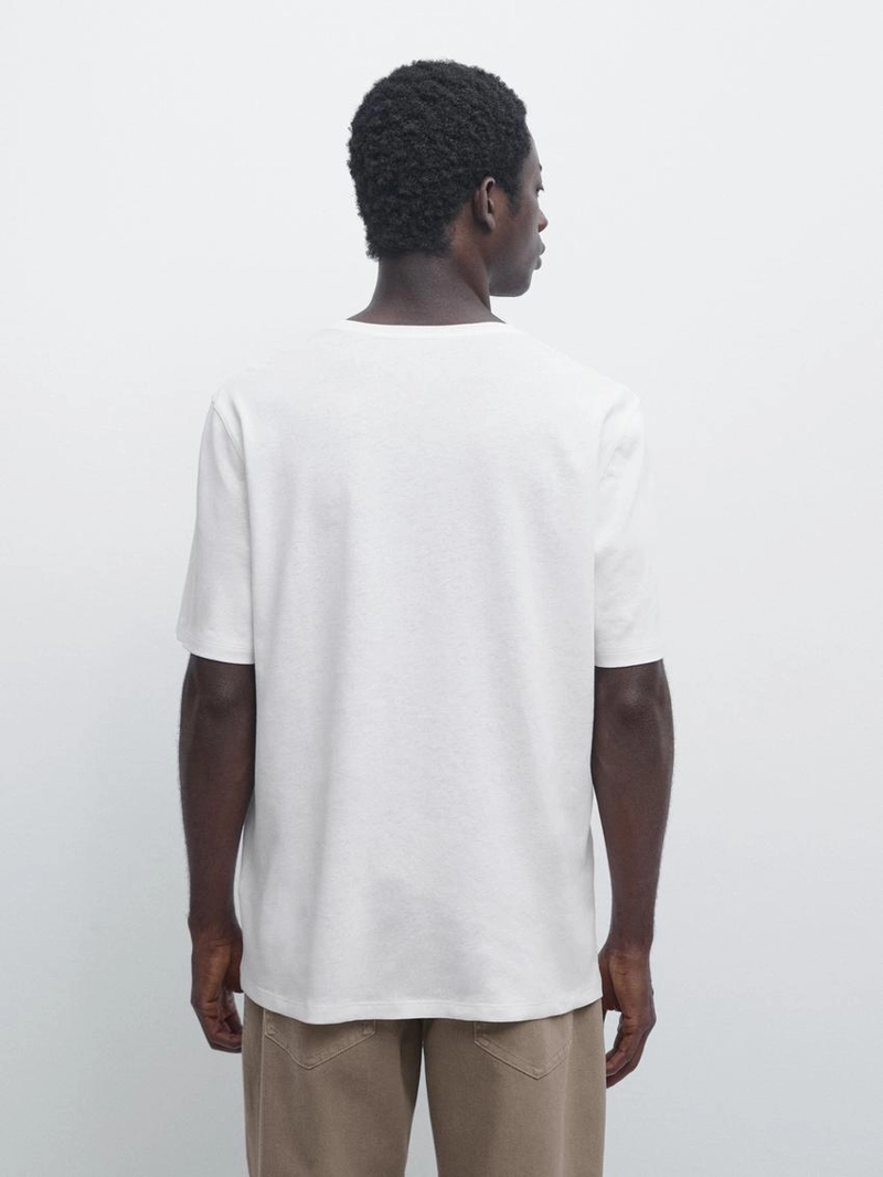 Футболка из льняной смеси на короткий рукав