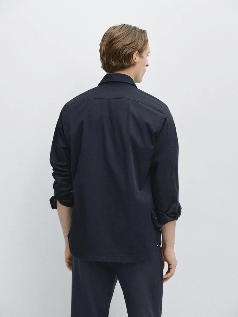 Рубашка-овершерт из смесового хлопка с карманами